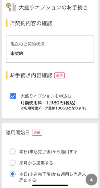 ahamo 大盛りオプション 100G
