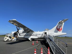 JGC　JAL　プロペラ機　鹿児島空港　屋久島